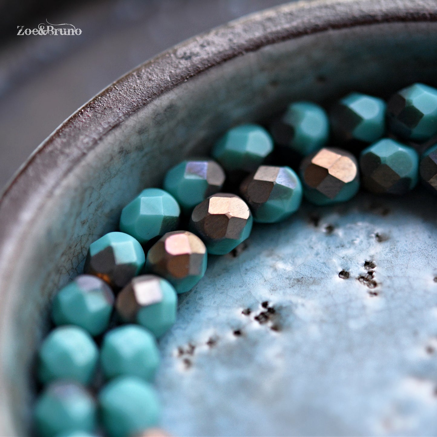 25 Matte Opaque Turquoise, Apollo Finish, Premium Czech Glass, Fire-Polish, Facet Round Beads 6mm