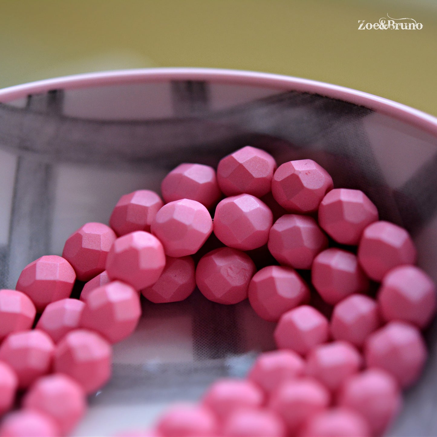 25 Matte Opaque Saturated Pink, Premium Czech Glass, Fire-Polish, Facet Round Beads 6mm