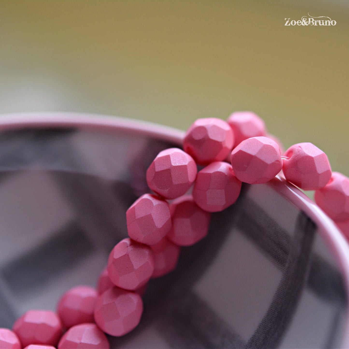 25 Matte Opaque Saturated Pink, Premium Czech Glass, Fire-Polish, Facet Round Beads 6mm