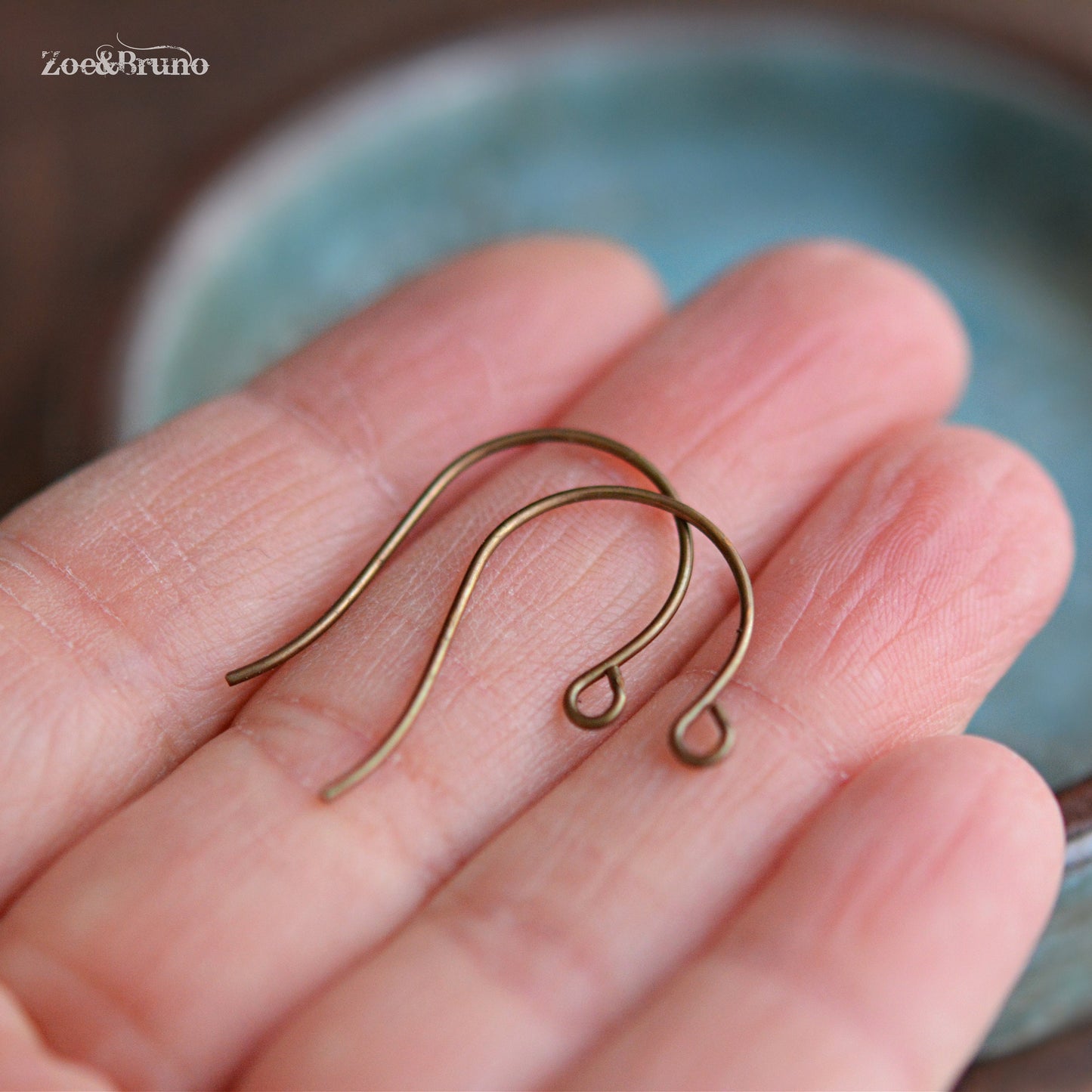 4 (2 Pairs) Vintaj Brass, Natural Brass, Nickel Free, Lead Free, Round Loop Ear Wires - 27x15mm
