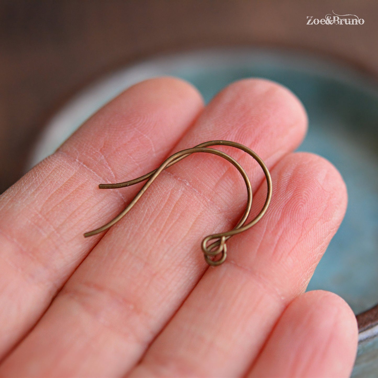 4 (2 Pairs) Vintaj Brass, Natural Brass, Nickel Free, Lead Free, Round Loop Ear Wires - 27x15mm