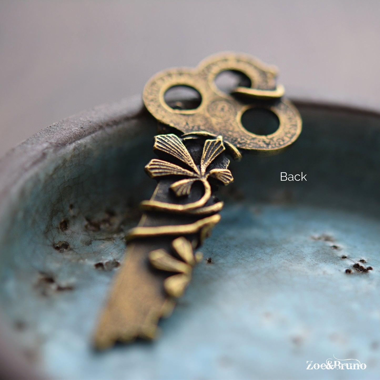 1 Secret Garden - Vintaj Brass, Antique Plated Brass, Secret Garden Key, Pendant Or Charm 56x23mm