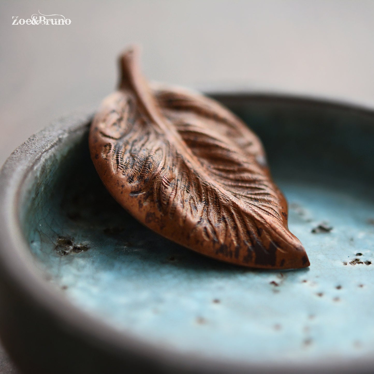 1 Vintaj Brass, Solid Copper, Mission Leaf Pendant 54x32.5mm