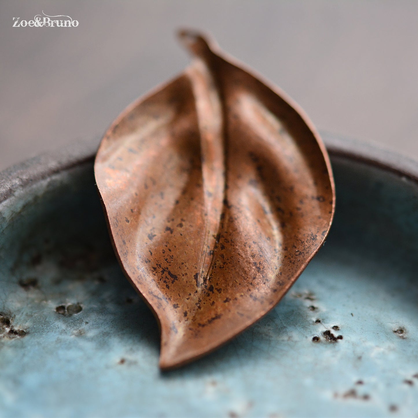 1 Vintaj Brass, Solid Copper, Mission Leaf Pendant 54x32.5mm