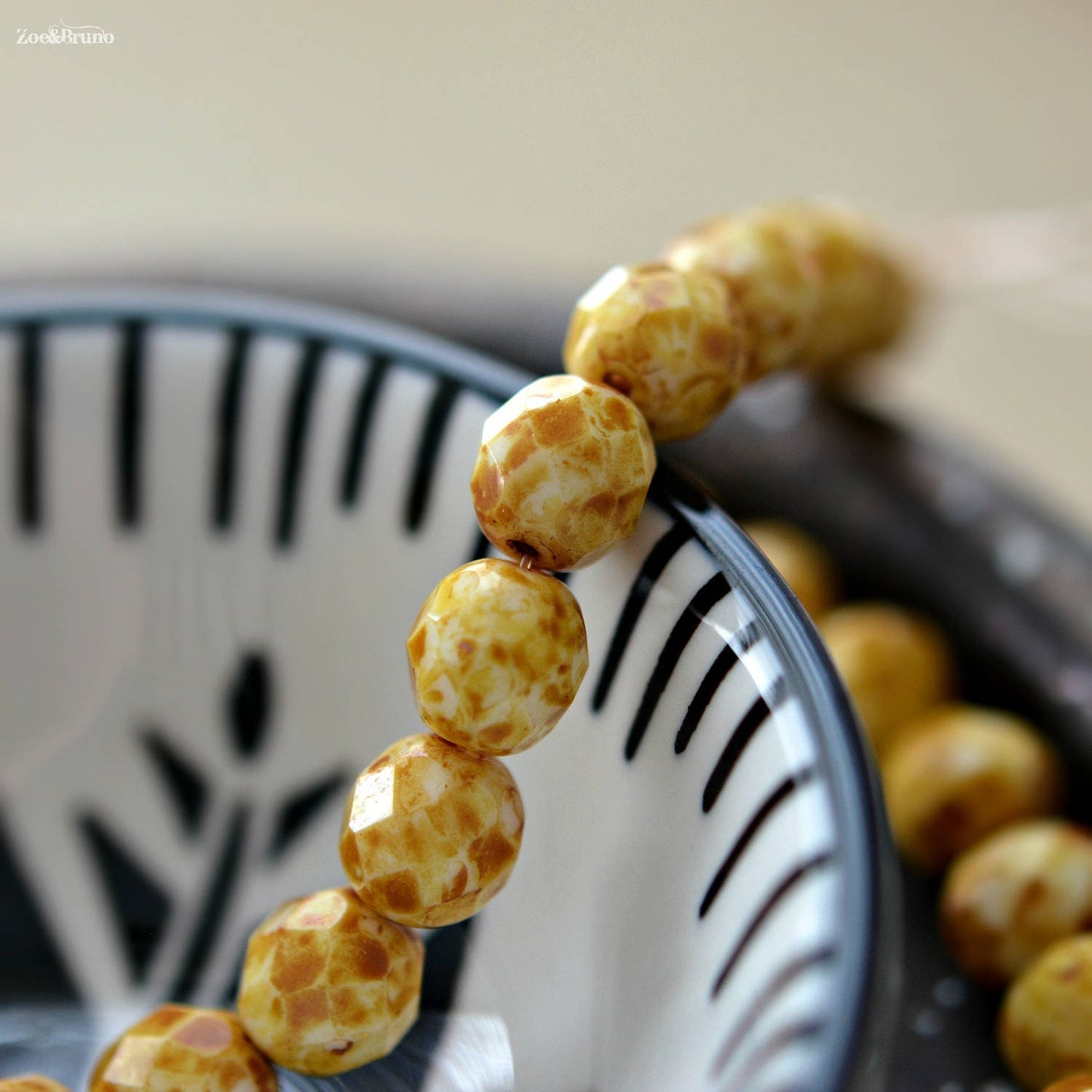 10 Opaque White, Speckled Picasso Finish, Premium Czech Glass, Firepolish, Facet Round Beads 8mm