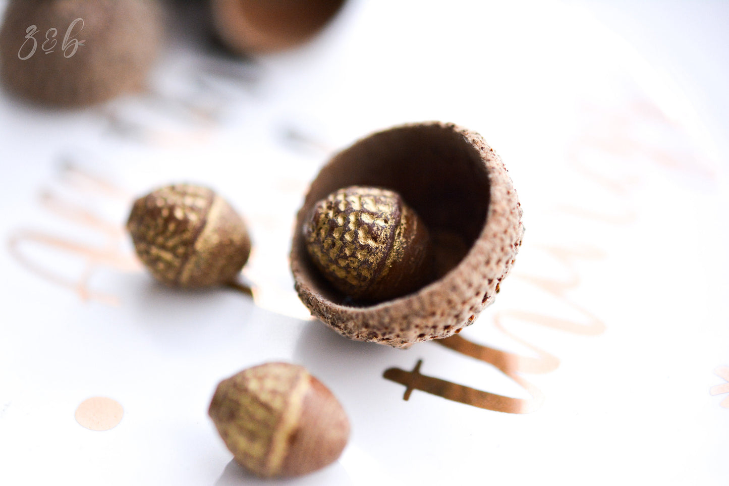 6 Opaque Matte Brown, Metallic Gold Wash, Premium Czech Glass, Acorn Beads 10x12mm