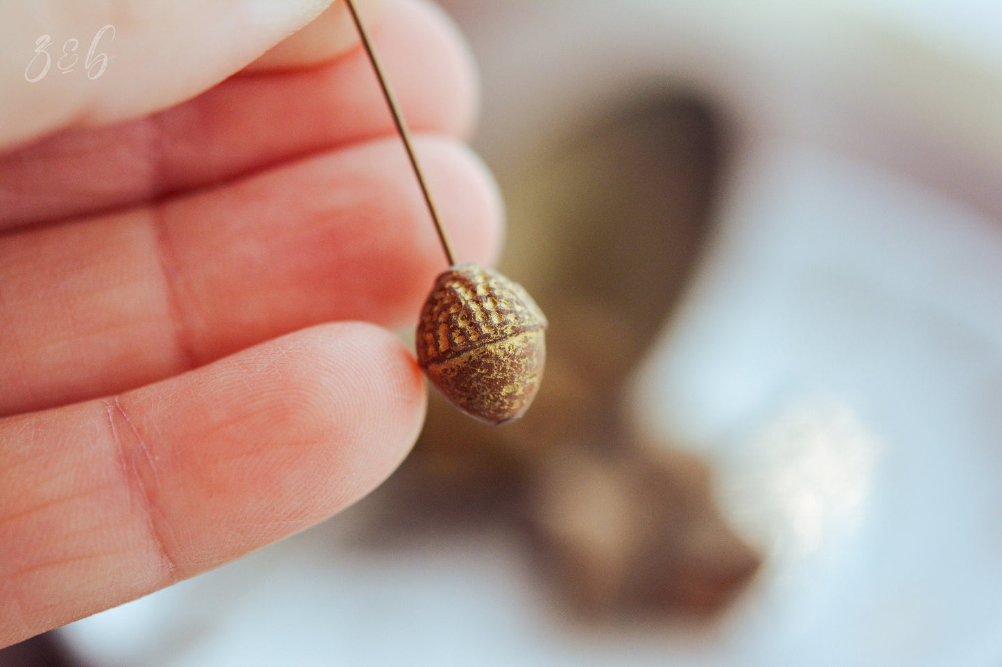 6 Opaque Matte Brown, Metallic Gold Wash, Premium Czech Glass, Acorn Beads 10x12mm