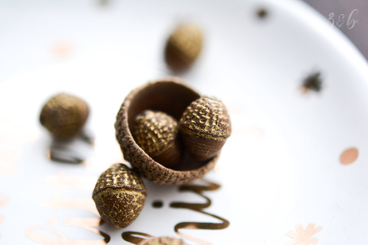 6 Opaque Matte Brown, Metallic Gold Wash, Premium Czech Glass, Acorn Beads 10x12mm