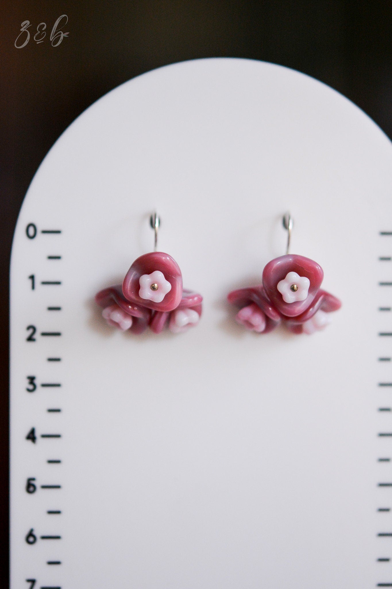 Pretty In Pink Earrings - Handmade, Sterling Silver, Opaque Pink, Czech Glass Bell Flower, Clusters