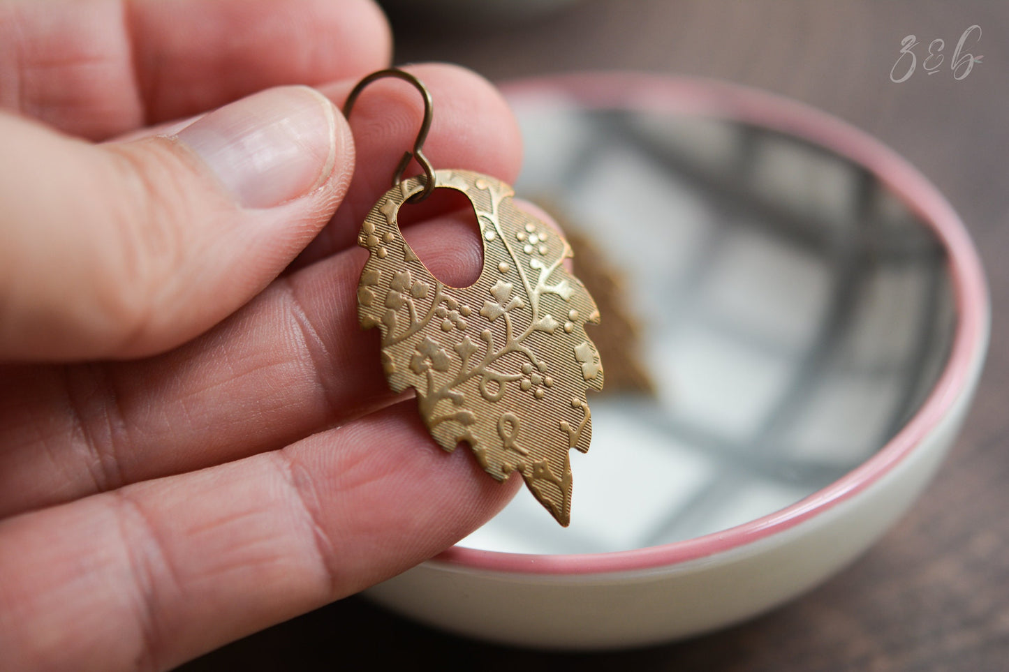 Once Upon A Time Earrings - Vintaj Brass, Nickel Free, Lead Free, Pure Brass, Hammered Patterned, Vintage Inspired, Floral Leaves