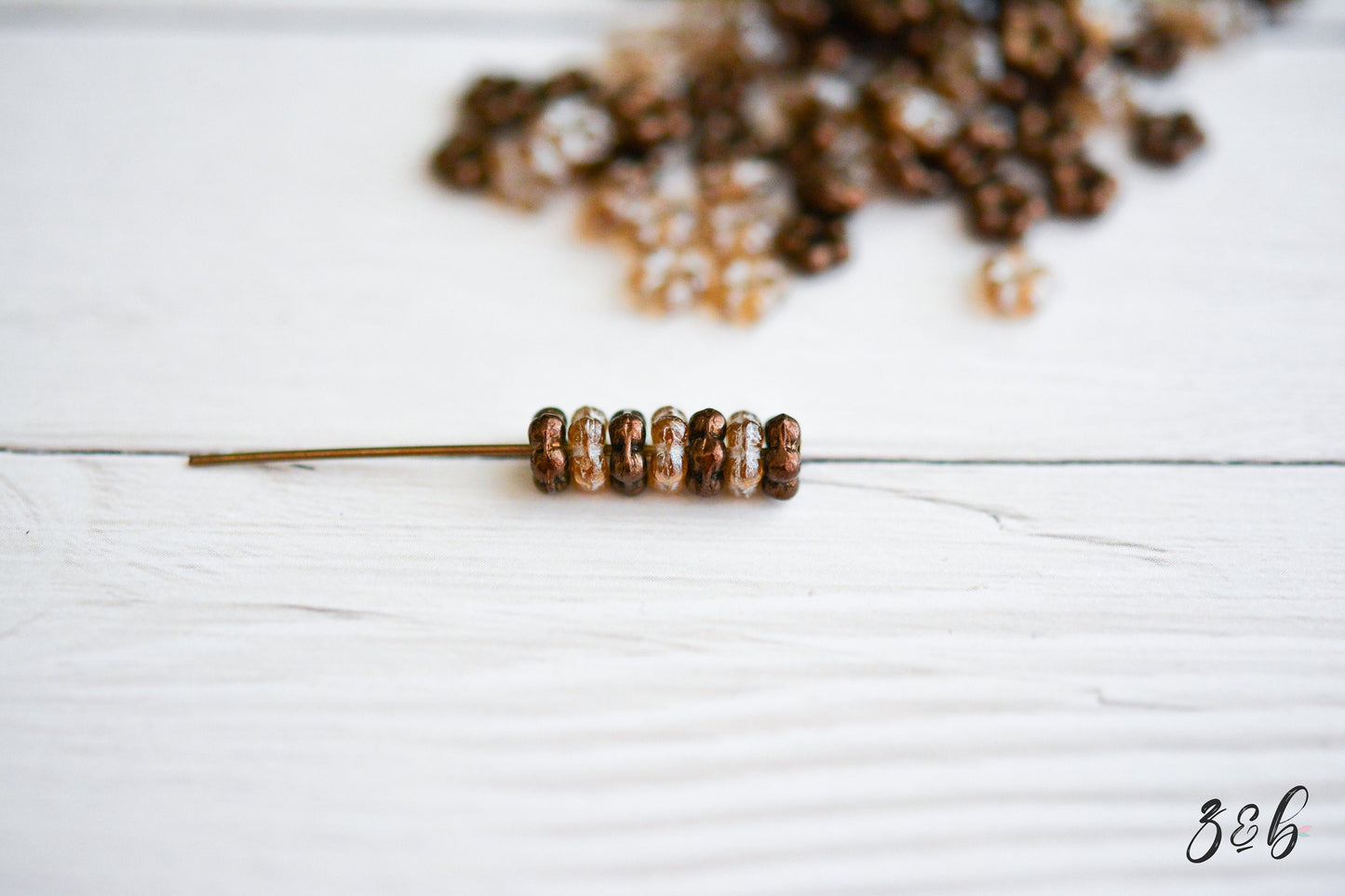 50 Translucent Pale Beige, Luster Finish, Opaque Metallic Bronze, Forget Me Not, Flower Spacer Bead Mix 5mm