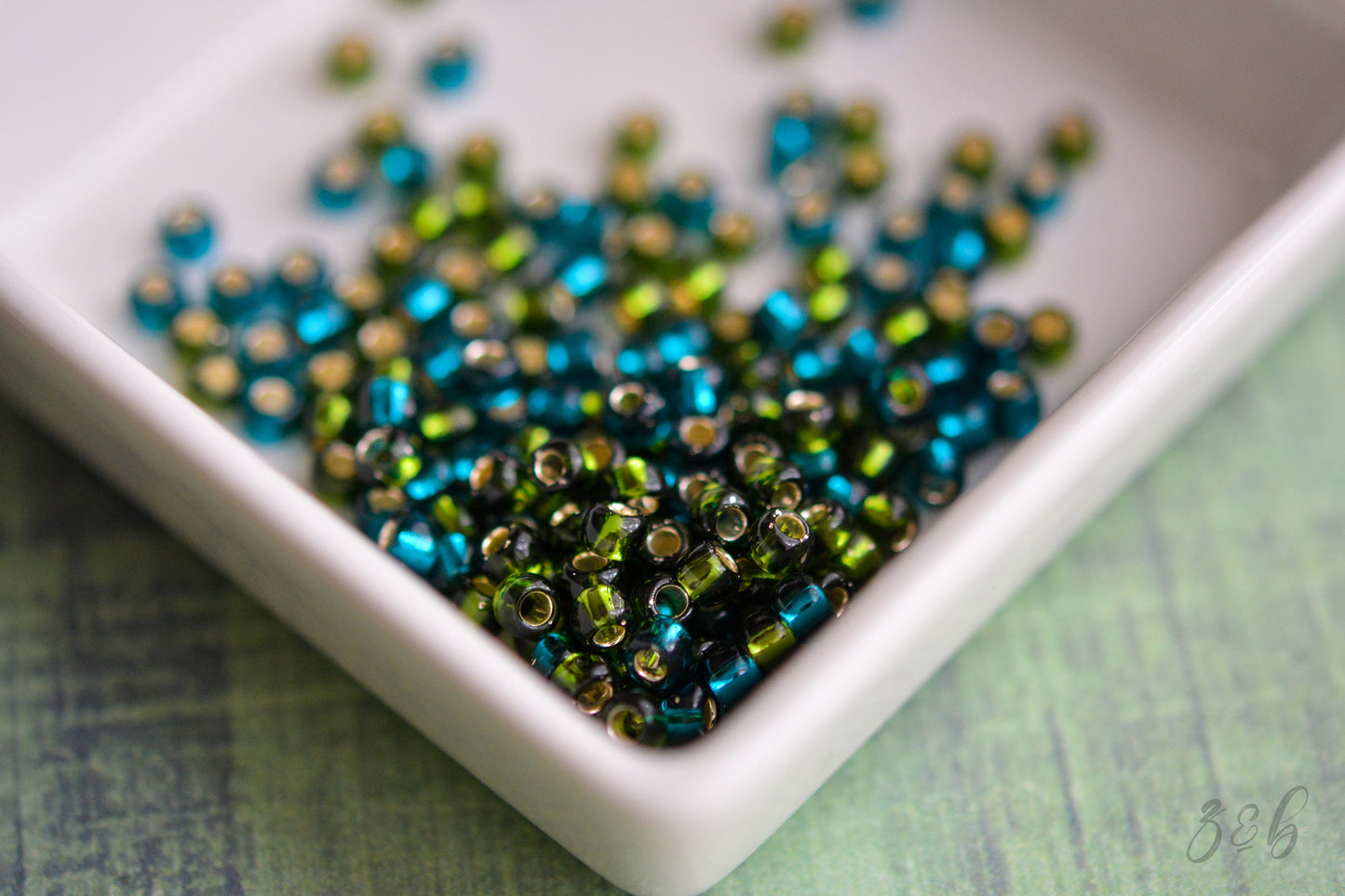 6/0 Teal, Olivine, Silver Lined, TOHO Seed Bead Mix - 15 Grams