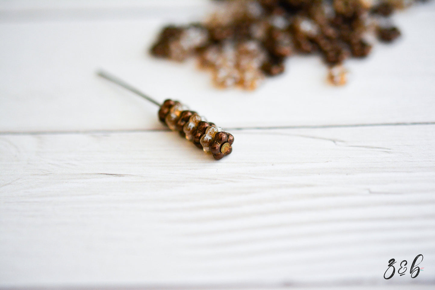 50 Translucent Pale Beige, Luster Finish, Opaque Metallic Bronze, Forget Me Not, Flower Spacer Bead Mix 5mm