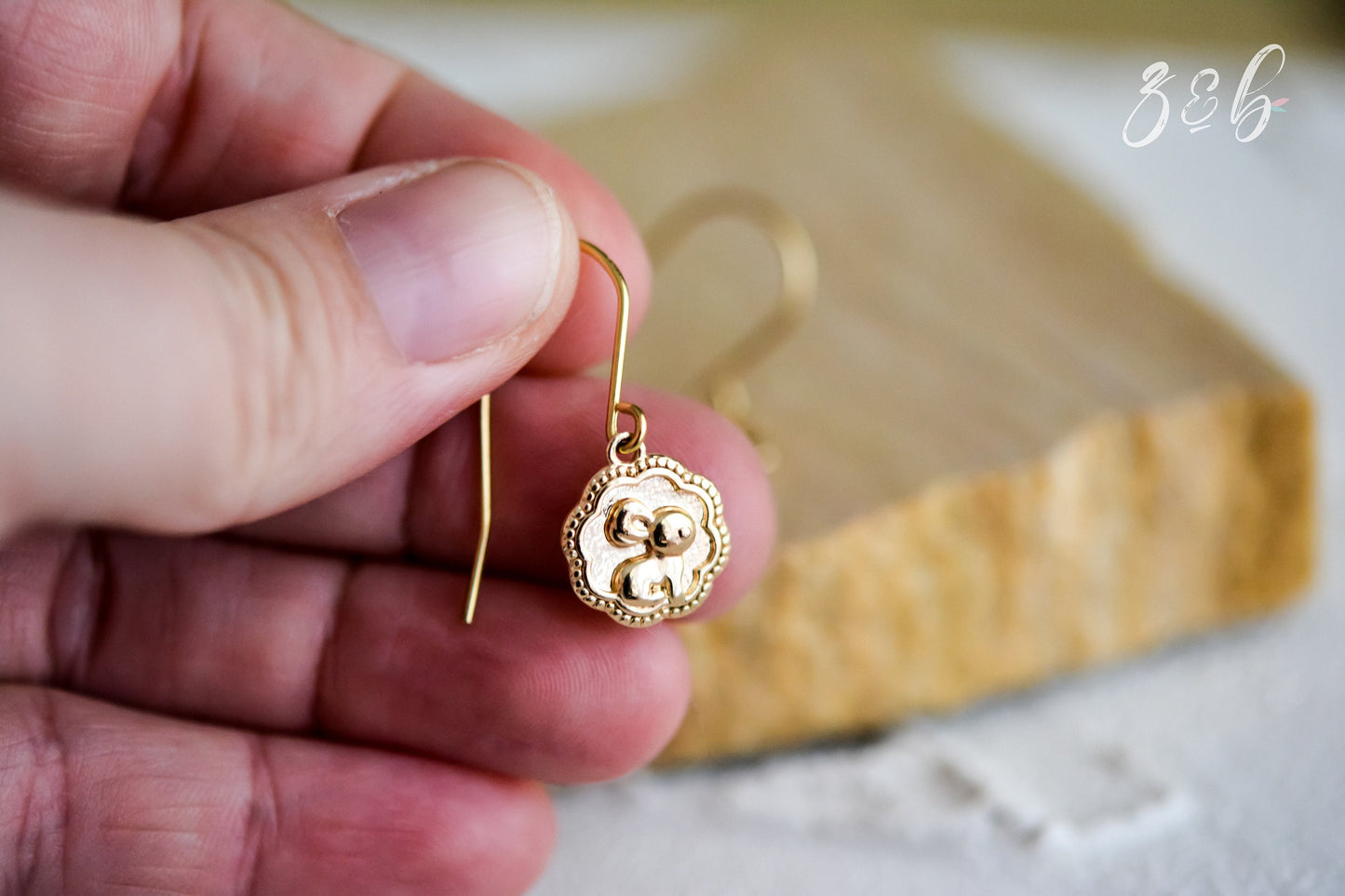 Bunny Friend Earrings - Handmade 18k Plated Gold, Plated Gold Stainless Steel, Flower, Rabbit Or Bunny