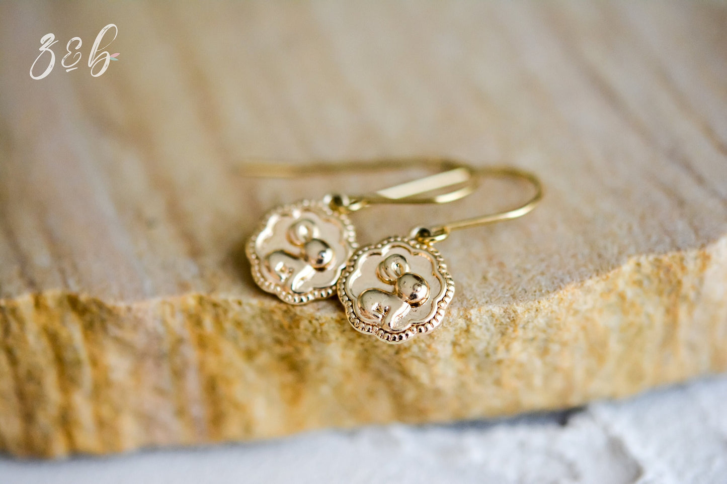 Bunny Friend Earrings - Handmade 18k Plated Gold, Plated Gold Stainless Steel, Flower, Rabbit Or Bunny