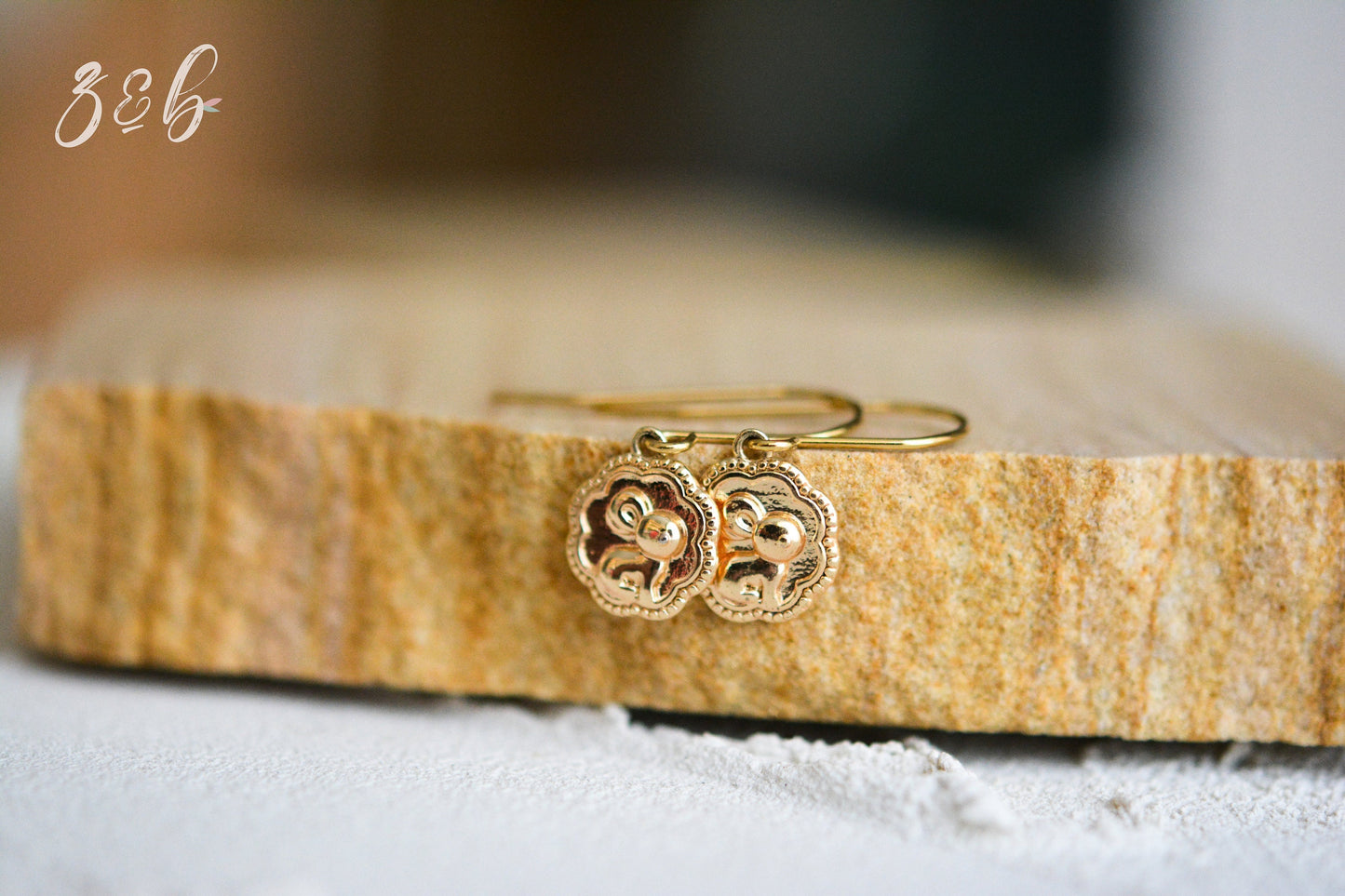 Bunny Friend Earrings - Handmade 18k Plated Gold, Plated Gold Stainless Steel, Flower, Rabbit Or Bunny