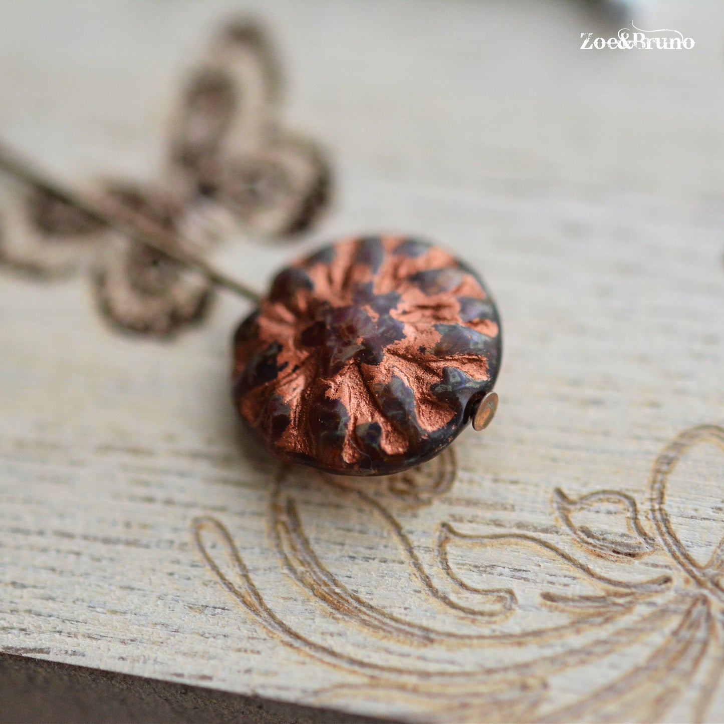 6 Translucent Brown, Crimson Red, Picasso Finish, Metallic Copper Wash, Premium Czech Glass, Dahlia Flower Beads 14mm.