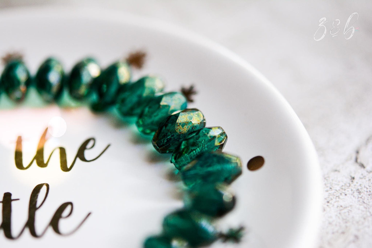 6 Transparent Emerald, Metallic Gold Luster, Premium Czech Glass, Faceted Oval Beads 12x8mm