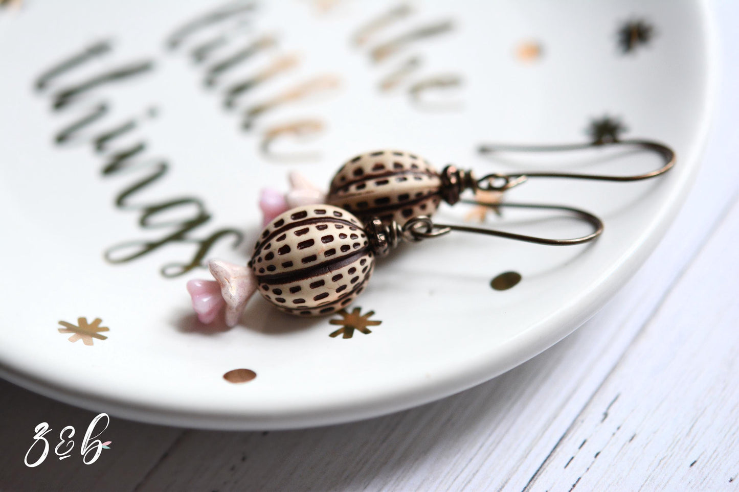 Two Peas In A Pod Handmade Earrings - Nickel Free, Lead Free Brass, Vintage Lucite, Czech Glass Beads