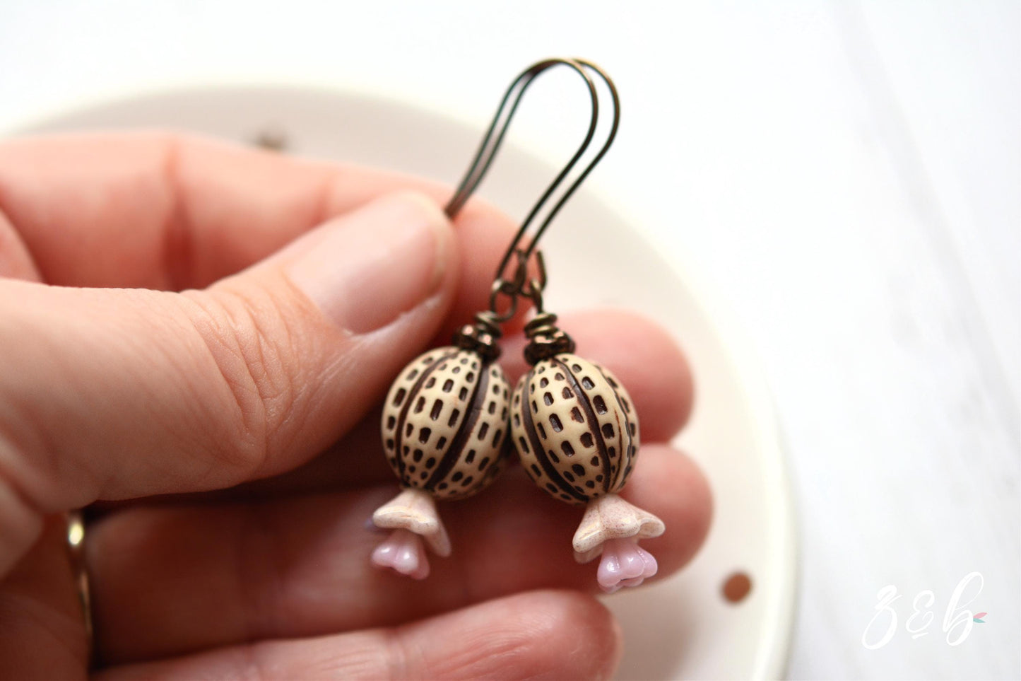 Two Peas In A Pod Handmade Earrings - Nickel Free, Lead Free Brass, Vintage Lucite, Czech Glass Beads
