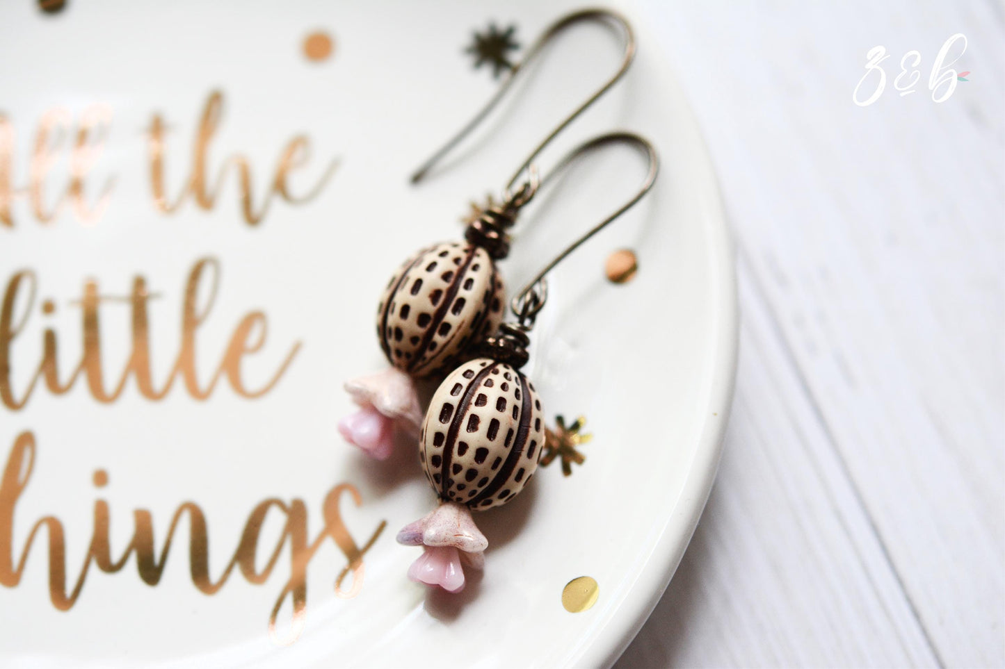 Two Peas In A Pod Handmade Earrings - Nickel Free, Lead Free Brass, Vintage Lucite, Czech Glass Beads