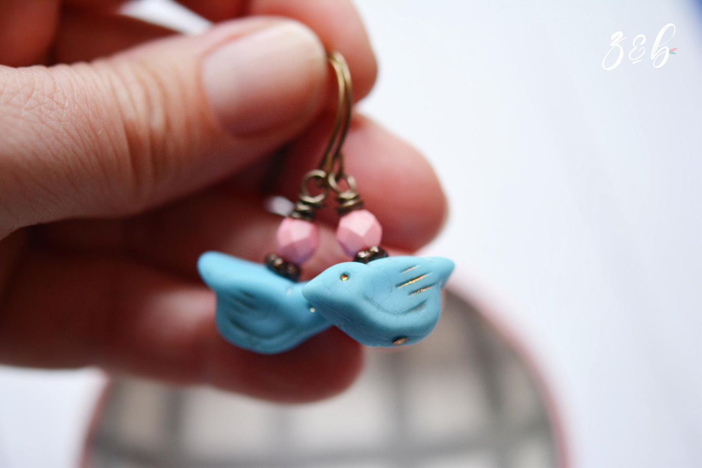 A Little Blush Handmade Earrings - Nickel Free, Lead Free Brass, Czech Glass Beads