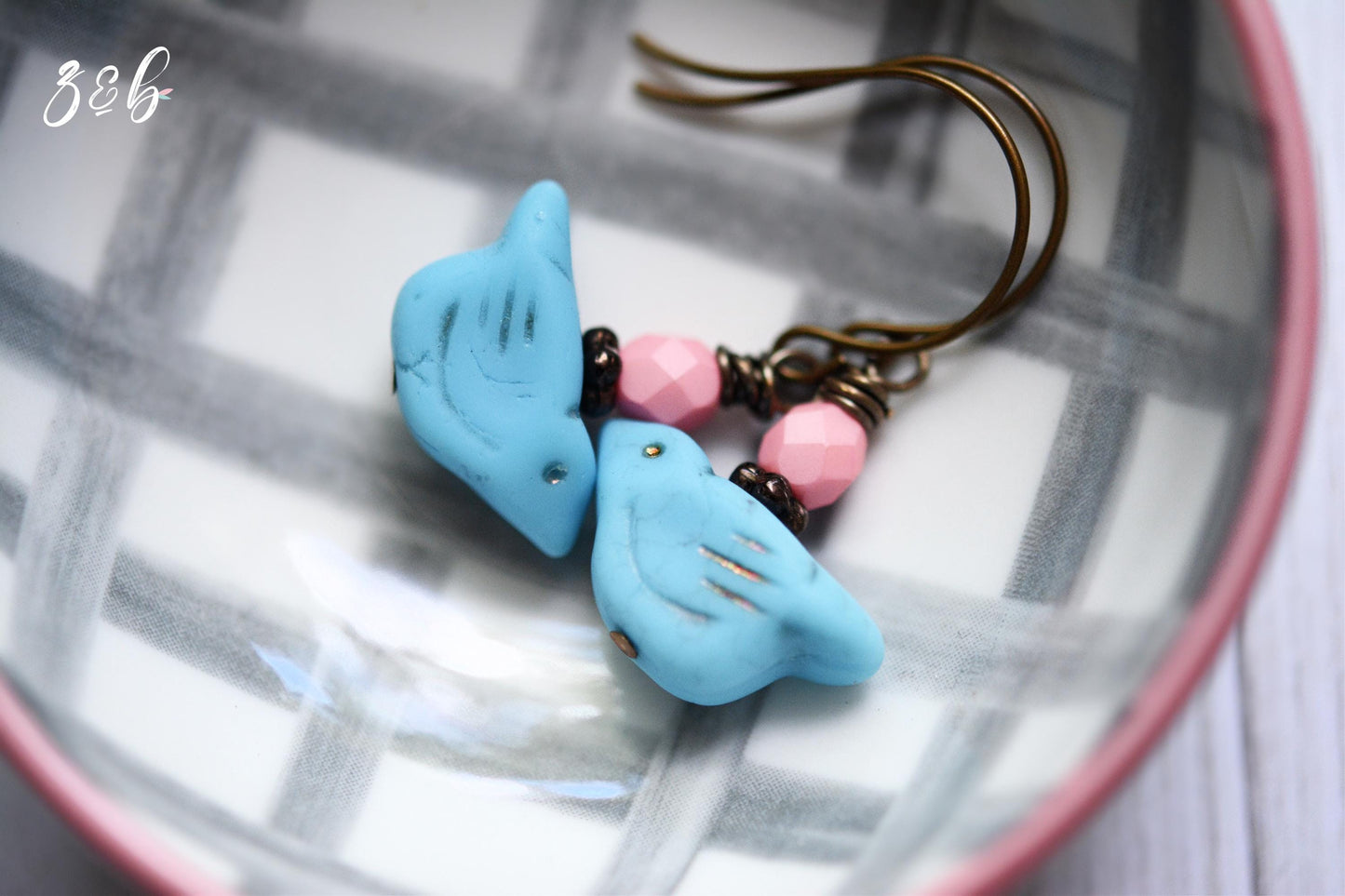 A Little Blush Handmade Earrings - Nickel Free, Lead Free Brass, Czech Glass Beads