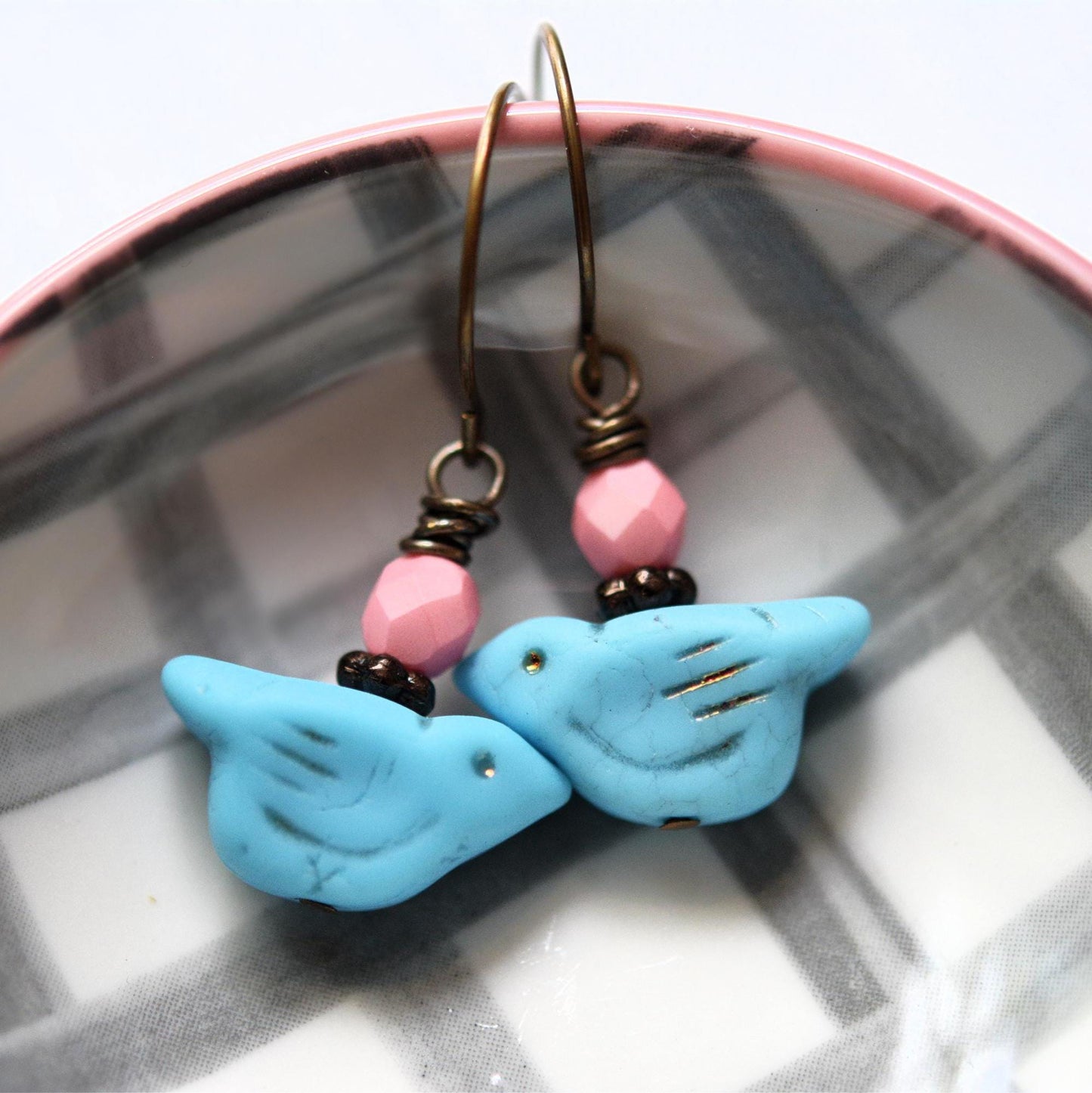 A Little Blush Handmade Earrings - Nickel Free, Lead Free Brass, Czech Glass Beads