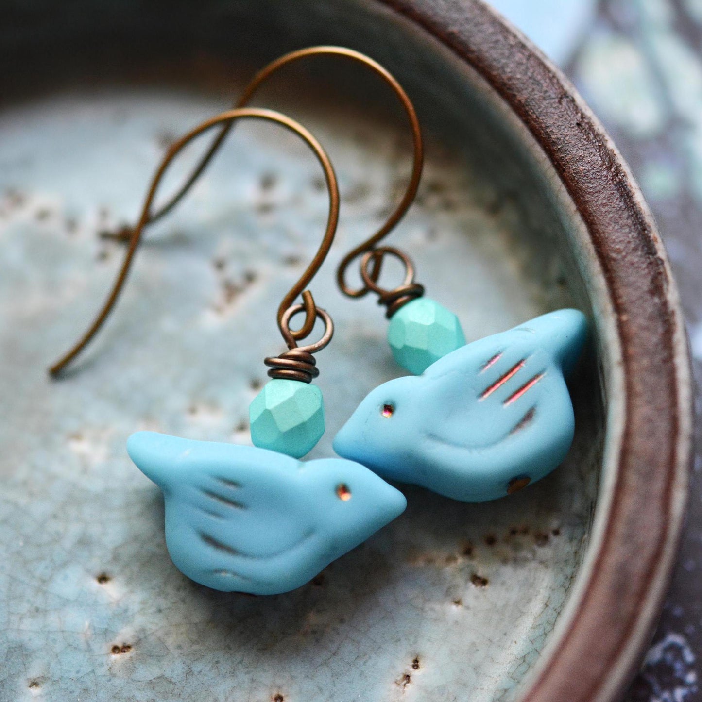 We Belong Handmade Earrings - Nickel Free, Lead Free Brass, Czech Glass Beads
