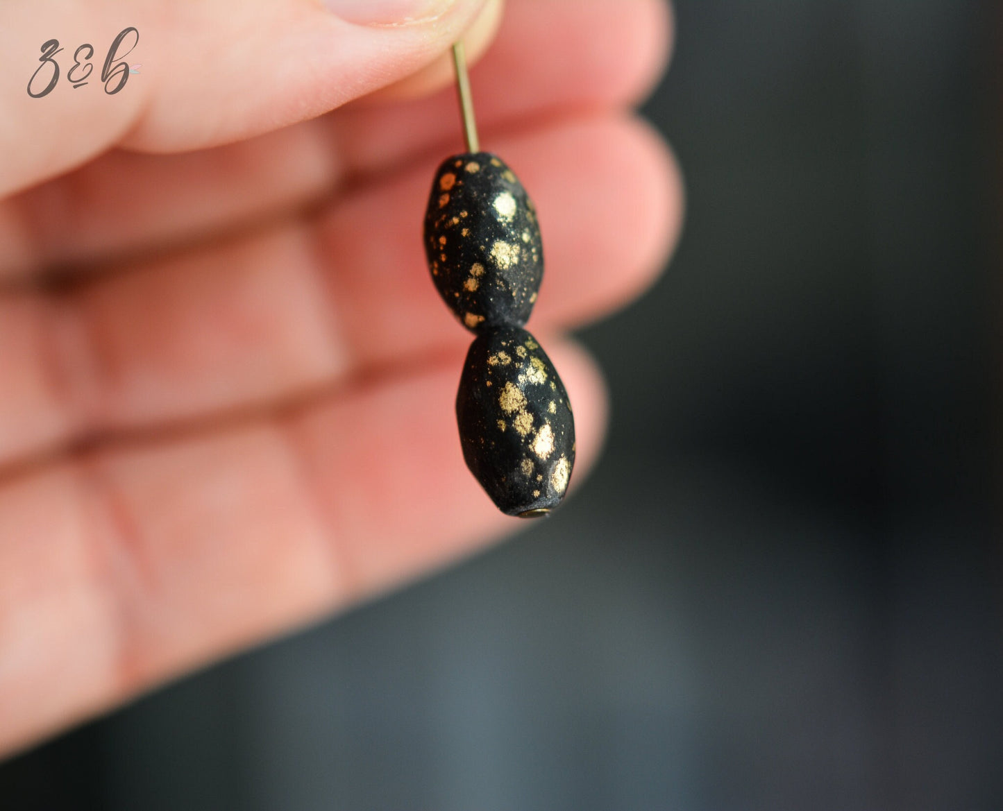 6 Matte Opaque Jet Black, Metallic Gold Finish, Premium Czech Glass, Faceted Oval Beads 12x8mm