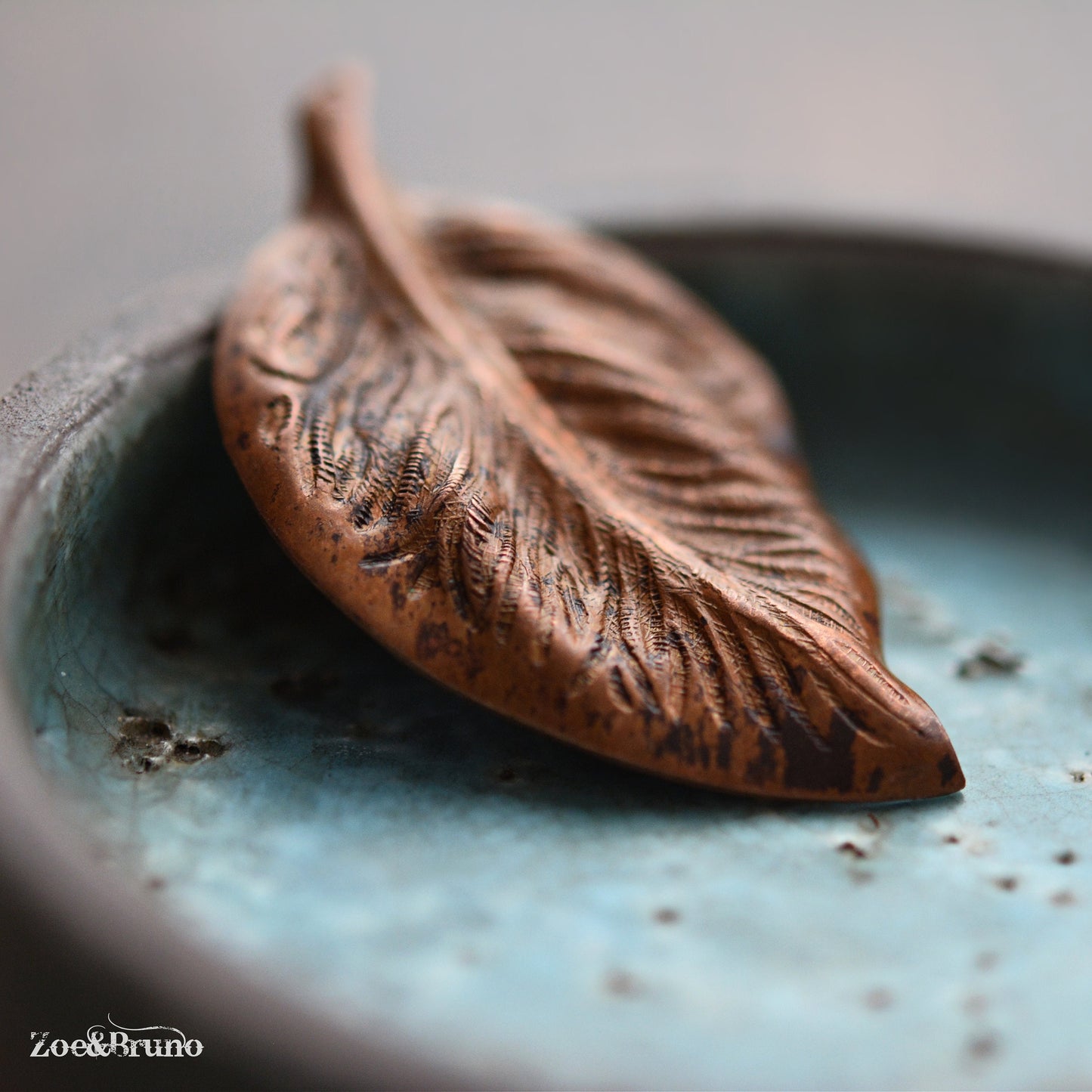 1 Vintaj Brass, Solid Copper, Mission Leaf Pendant 54x32.5mm