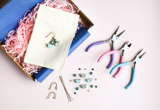 KIT ONLY - Love Bird Beaded Jewellery Making Kit - Czech Glass, Nickel Free, Lead Free Brass, Jewellery Tools, Step By Step Instructions