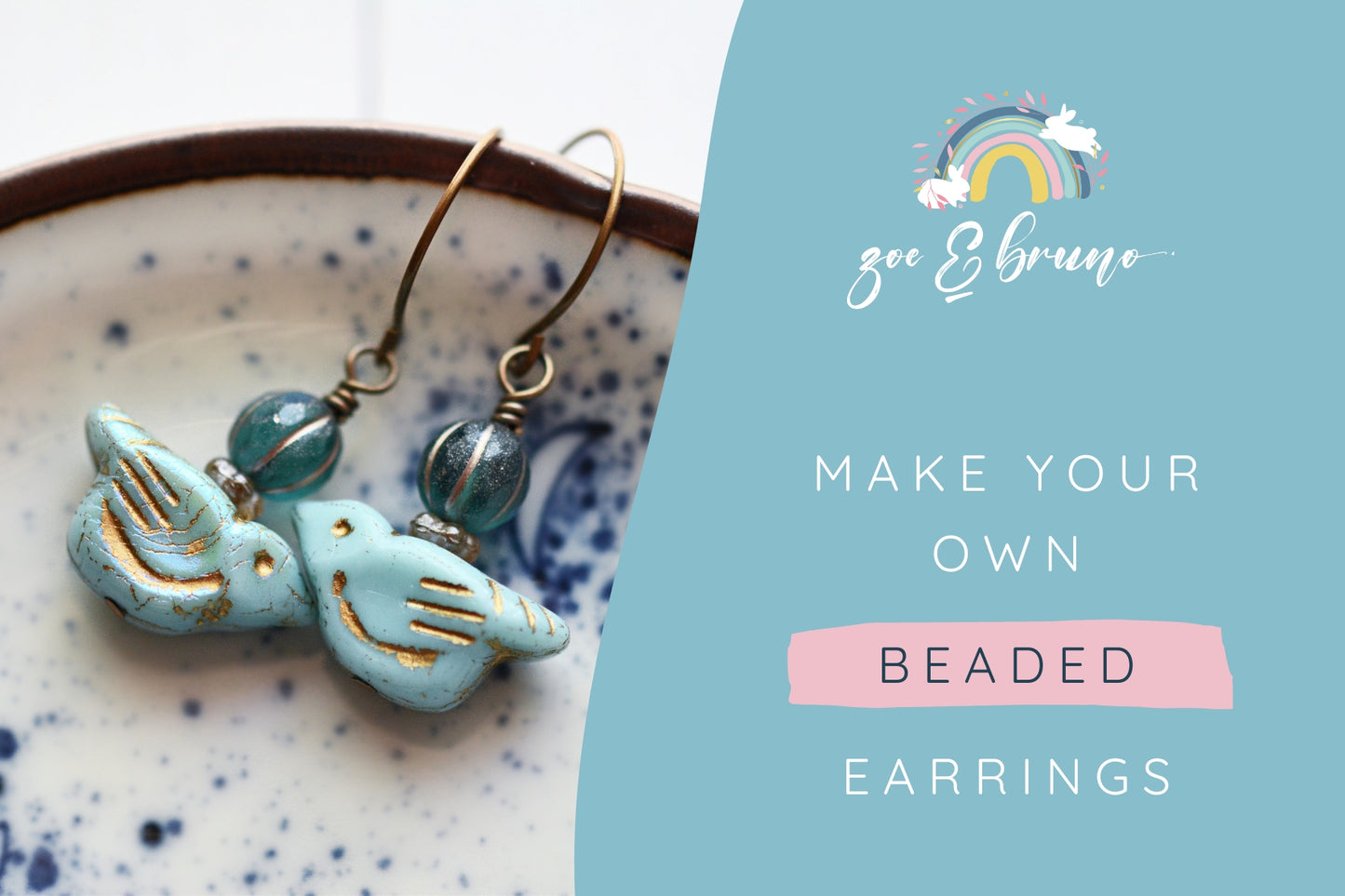 KIT ONLY - Love Bird Beaded Jewellery Making Kit - Czech Glass, Nickel Free, Lead Free Brass, Jewellery Tools, Step By Step Instructions