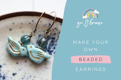 KIT ONLY - Love Bird Beaded Jewellery Making Kit - Czech Glass, Nickel Free, Lead Free Brass, Jewellery Tools, Step By Step Instructions