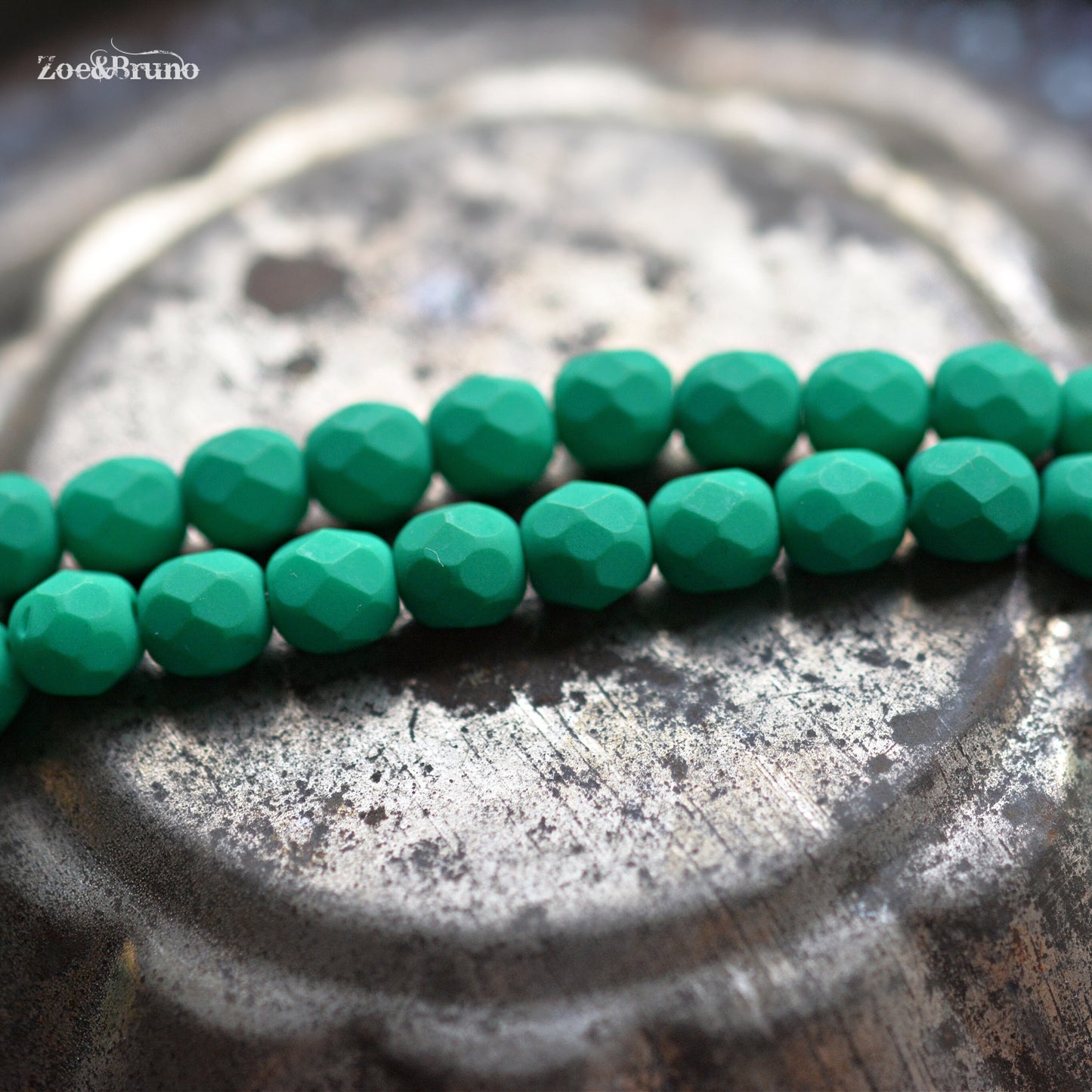 25 Opaque Matte Saturated Emerald, Premium Czech Glass, Fire-Polish, Facet Round Beads 6mm