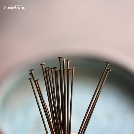 20 or 30 Vintaj, Nickel Free, Lead Free, Natural Brass, Head Pins 1.5 Inch