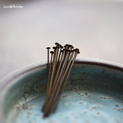 20 or 30 Vintaj, Nickel Free, Lead Free, Natural Brass, Head Pins 1.5 Inch