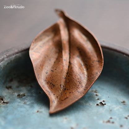 1 Vintaj Brass, Solid Copper, Mission Leaf Pendant 54x32.5mm