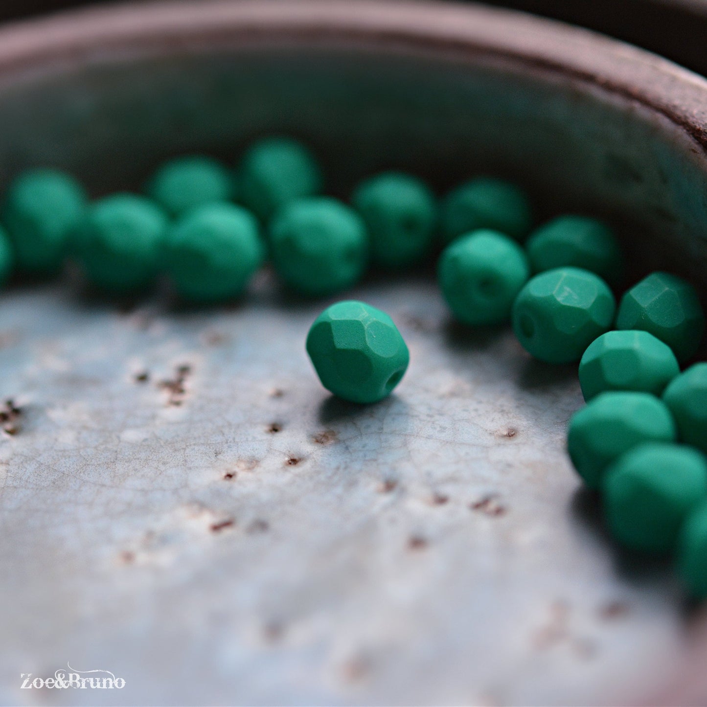 25 Opaque Matte Saturated Emerald, Premium Czech Glass, Fire-Polish, Facet Round Beads 6mm