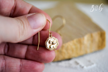 Bunny Friend Earrings - Handmade 18k Plated Gold, Plated Gold Stainless Steel, Flower, Rabbit Or Bunny