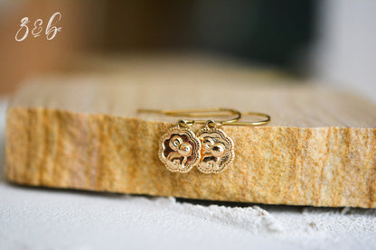 Bunny Friend Earrings - Handmade 18k Plated Gold, Plated Gold Stainless Steel, Flower, Rabbit Or Bunny