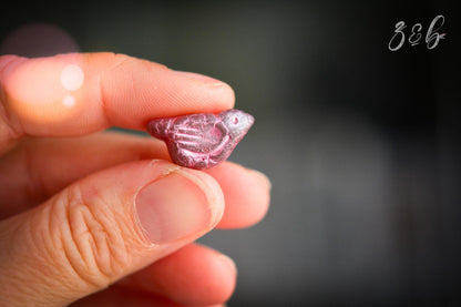 2 Premium Czech Glass, Matte Transparent Rosewood, Metallic Pink Wash, Bird Beads 11x22mm