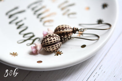 Two Peas In A Pod Handmade Earrings - Nickel Free, Lead Free Brass, Vintage Lucite, Czech Glass Beads
