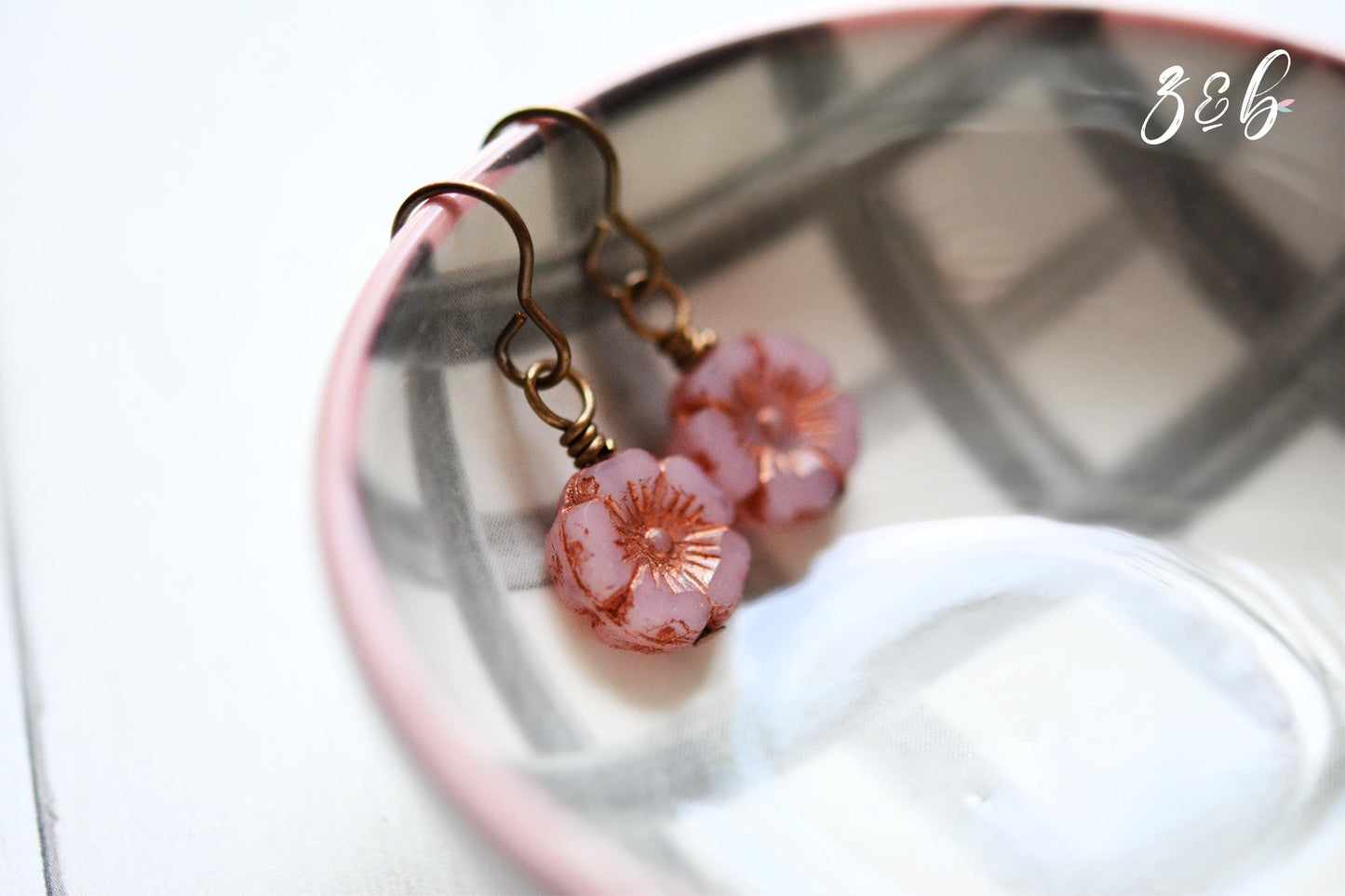 Pretty In Pink Handmade Earrings - Nickel Free, Lead Free Brass, Czech Glass Beads