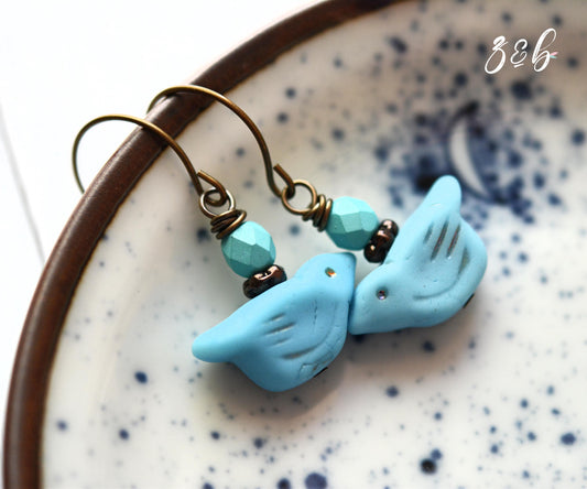 Love Letter Handmade Earrings - Nickel Free, Lead Free Brass, Czech Glass Beads