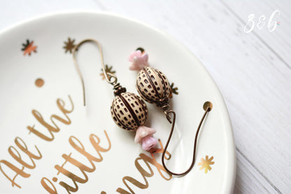 Two Peas In A Pod Handmade Earrings - Nickel Free, Lead Free Brass, Vintage Lucite, Czech Glass Beads