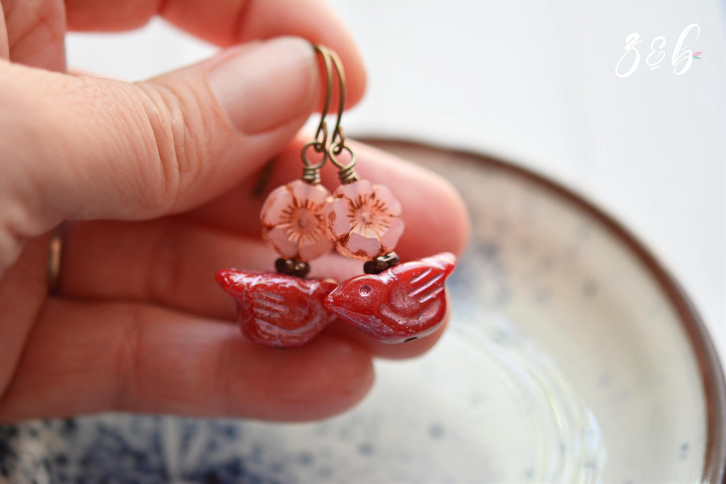 Love Bird Handmade Earrings - Nickel Free, Lead Free, Czech Glass Beads