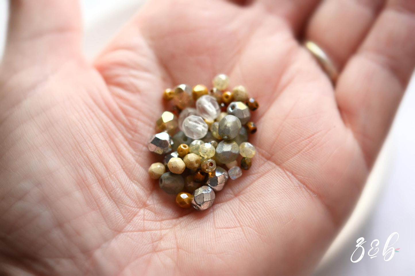 Mustard, Champagne, Amber, Clear, Metallic Silver, Premium Czech Glass, Bead Mix - 10 Grams