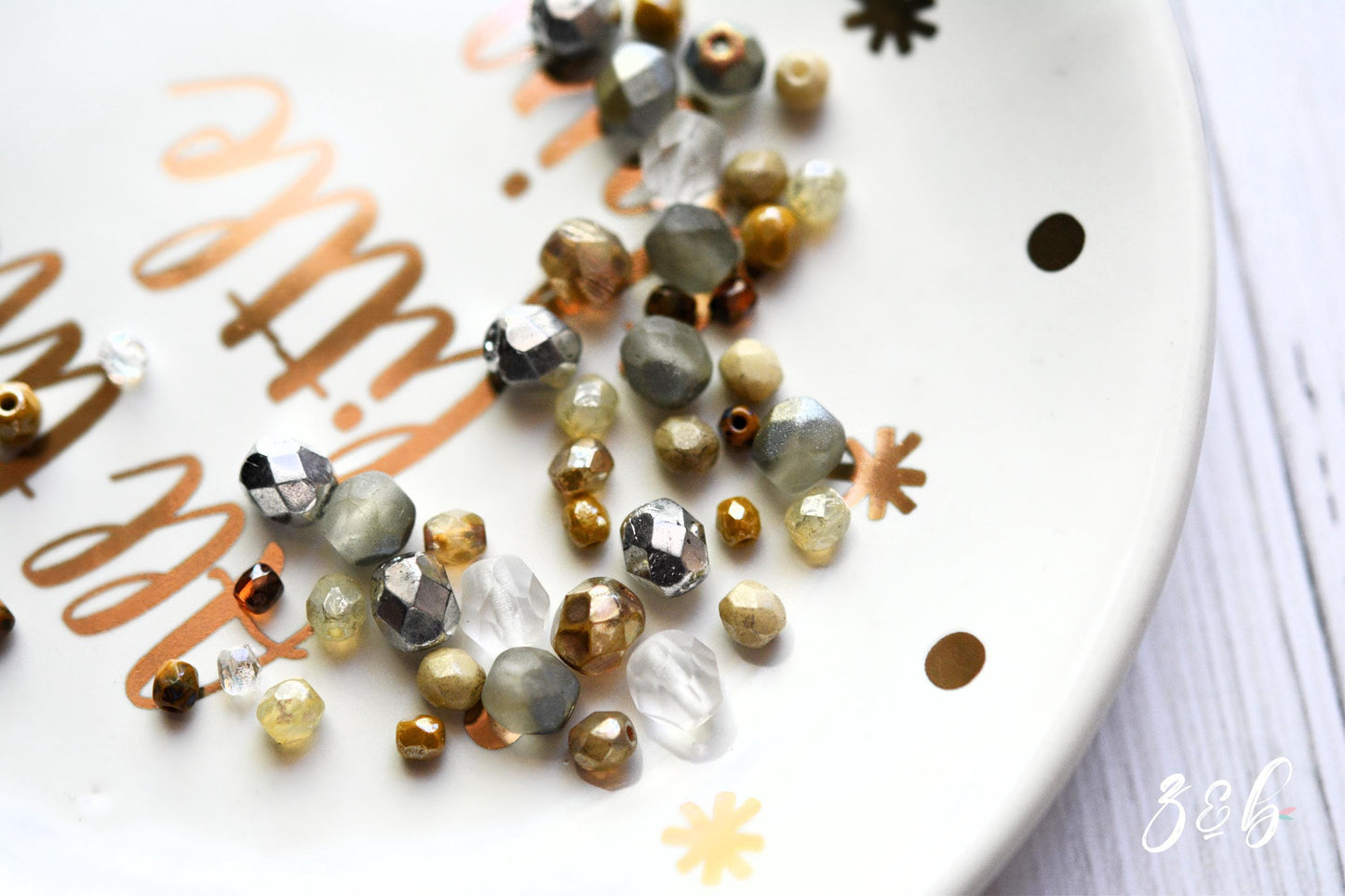 Mustard, Champagne, Amber, Clear, Metallic Silver, Premium Czech Glass, Bead Mix - 10 Grams