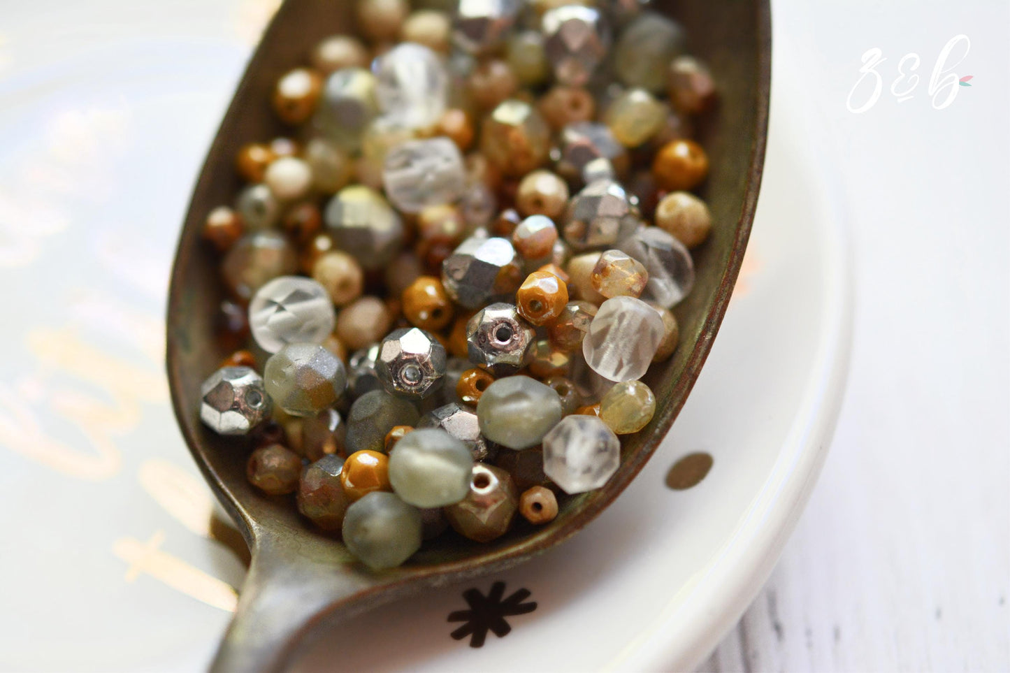 Mustard, Champagne, Amber, Clear, Metallic Silver, Premium Czech Glass, Bead Mix - 10 Grams